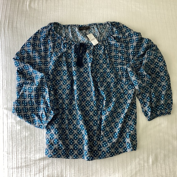 Lane Bryant NWT Boho Peasant Blouse Balloon sleeves SZ 24 Blue Paisley Hippie - Picture 4 of 11